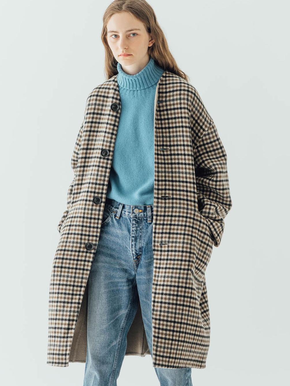 リバーシブルノーカラーロングコート Women Coat Bshop ビショップ Bshop Online Store