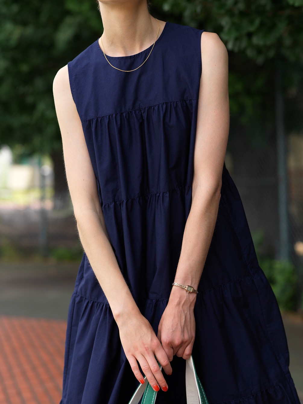 Gymphlex ティアードスリーブレスワンピース Women Gymphlex ティアードスリーブレスワンピース Women