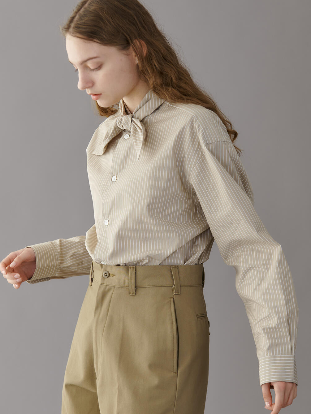 ORCIVAL | ブロードストライプ ラップカラーシャツ WOMEN ORCIVAL | ブロードストライプ ラップカラーシャツ WOMEN
