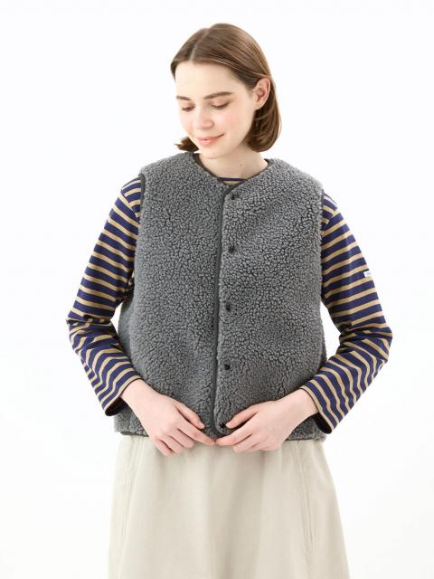 ORCIVAL | ボアフリース ノーカラーベスト WOMEN