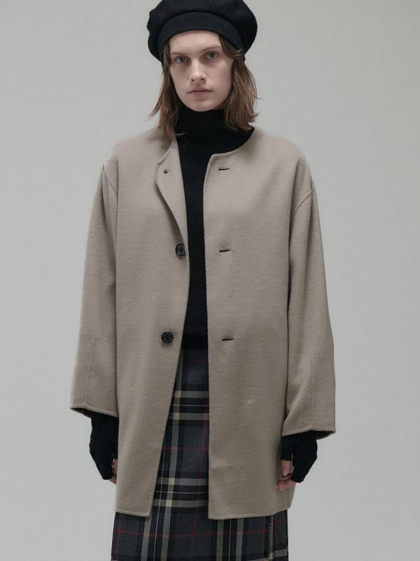 Orcival フード付きウールコート BShop 先行予約】ORCIVAL | リバーウール ノーカラーコート WOMEN