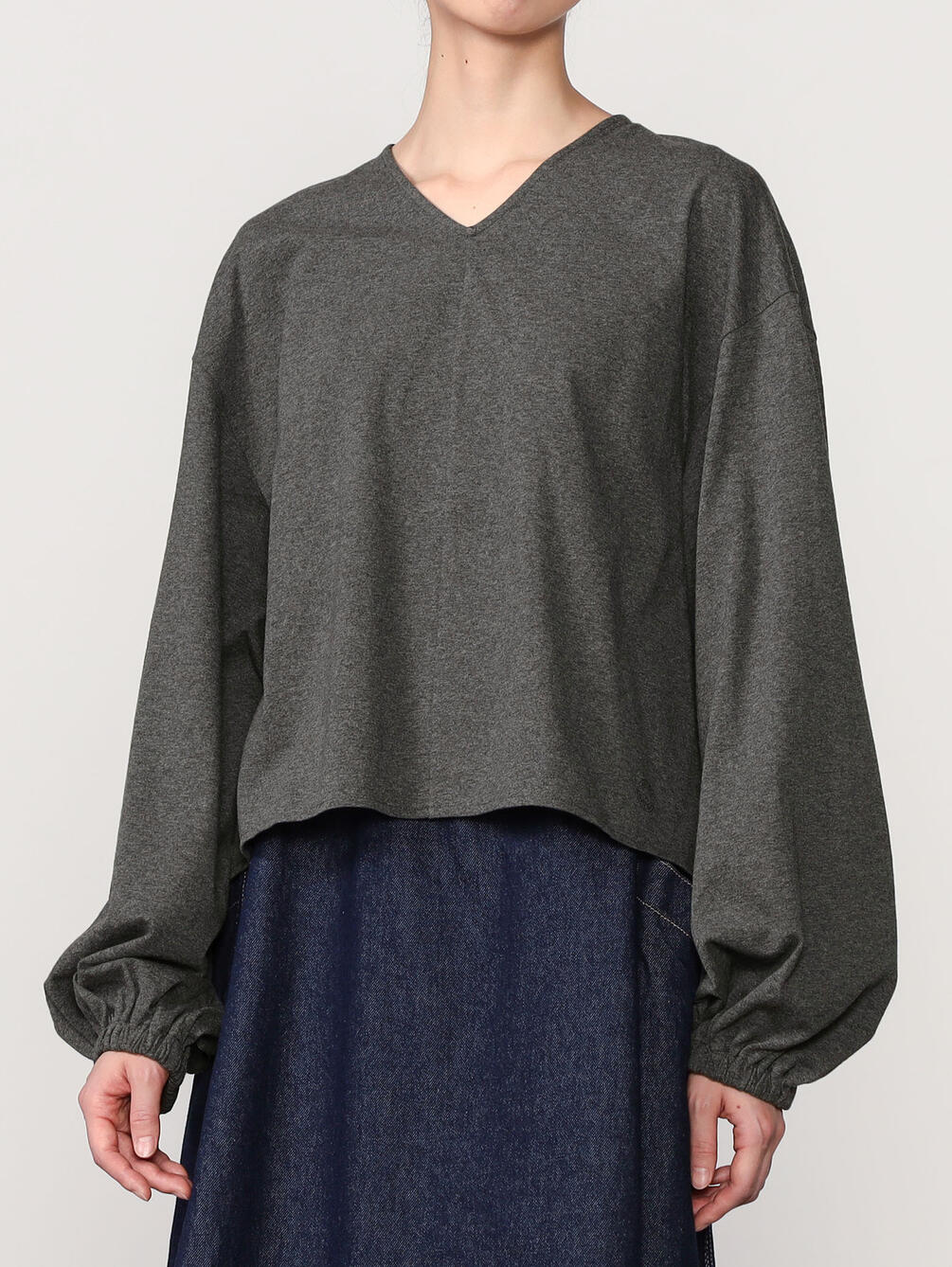 ORCIVAL コットン Vネック　プルオーバーシャツ ORCIVAL [オーチバル・オーシバル] W CLN BOAT NECK L/S CROPPED