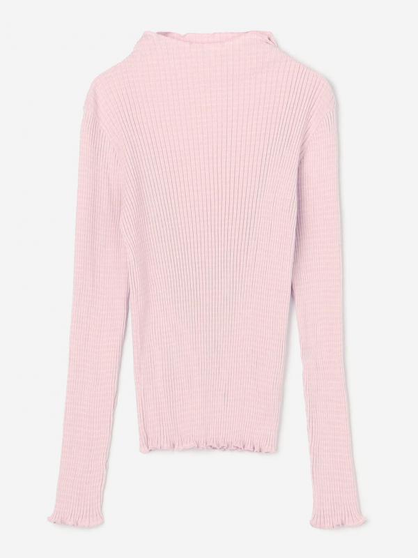 LE GLAZIK | コットンランダムリブ ボトルネック長袖Tシャツ WOMEN