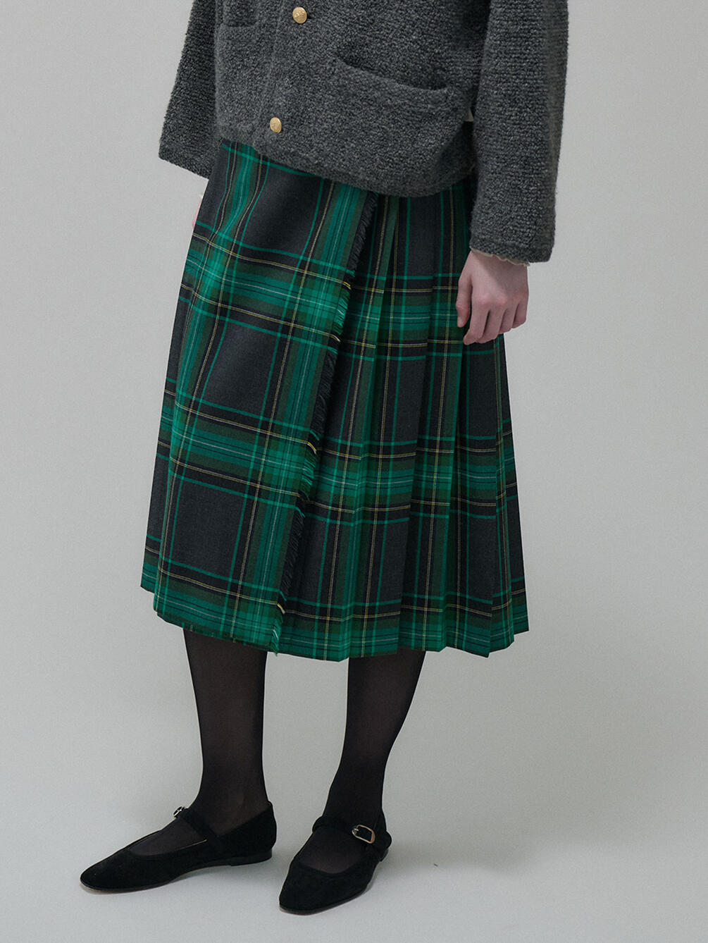 O'NEIL OF DUBLIN | ウーステッドウール ミドルキルトスカート WOMEN