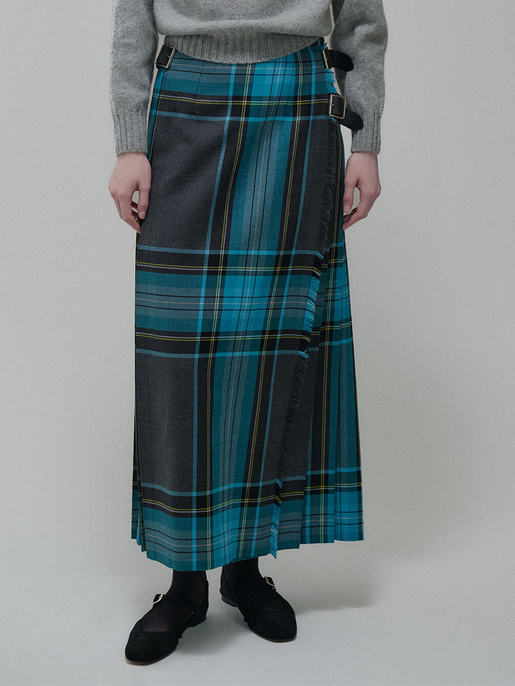 O'NEIL OF DUBLIN | ウーステッドウール ロングキルトスカート WOMEN