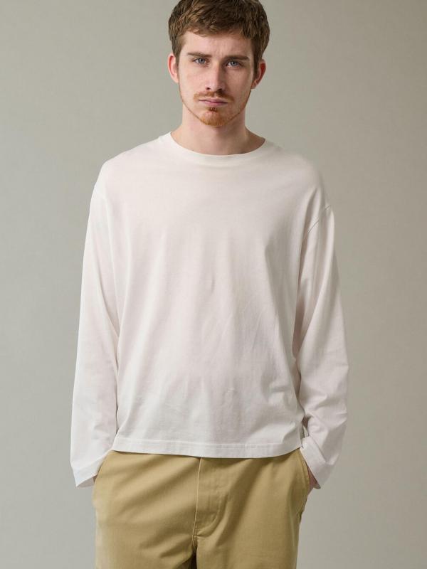 handvaerk | コットン クルーネック長袖Tシャツ MEN