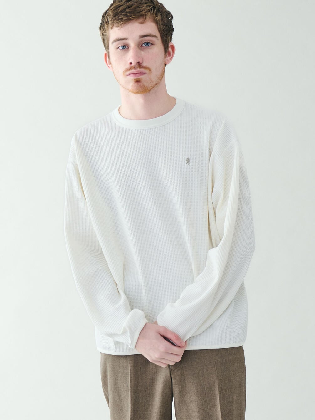 Gymphlex | ワッフル クルーネック長袖プルオーバー MEN