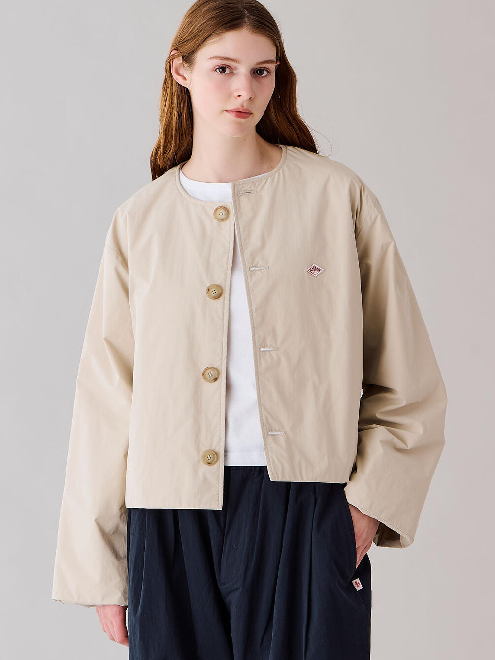 DANTON | ピーチタフタ 中綿ノーカラージャケット WOMEN