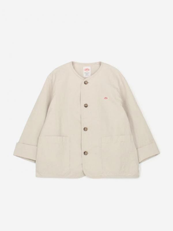 DANTON | コットンリネンダンプ ノーカラージャケット WOMEN