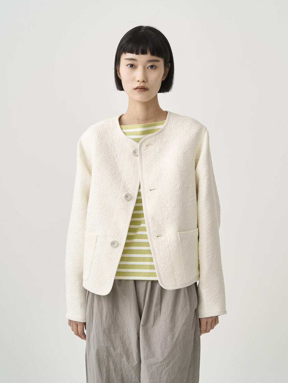 ORCIVAL | コットンポリジャカード ラウンドネックジャケット WOMEN