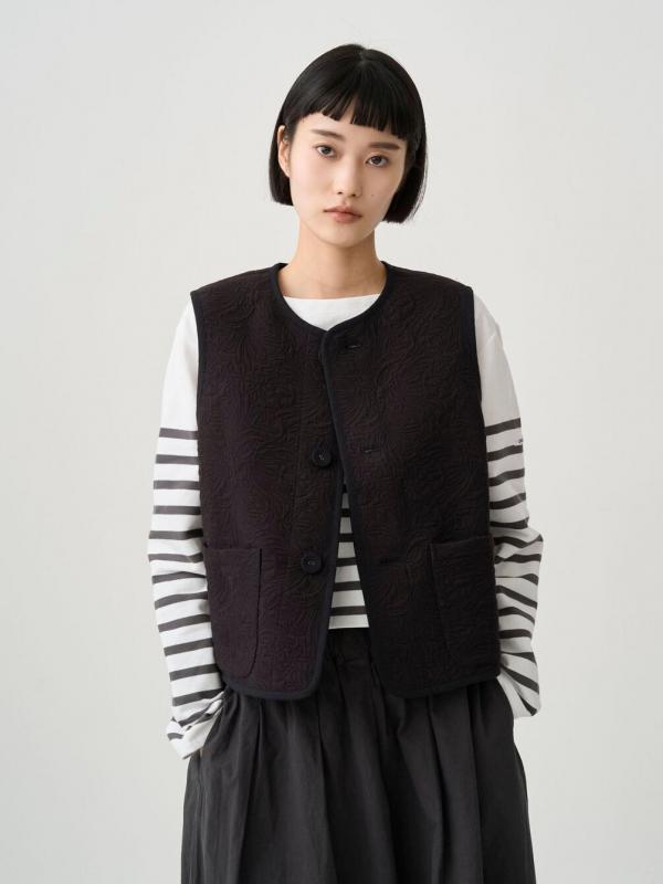 ORCIVAL | コットンポリジャカード トリミングベスト WOMEN
