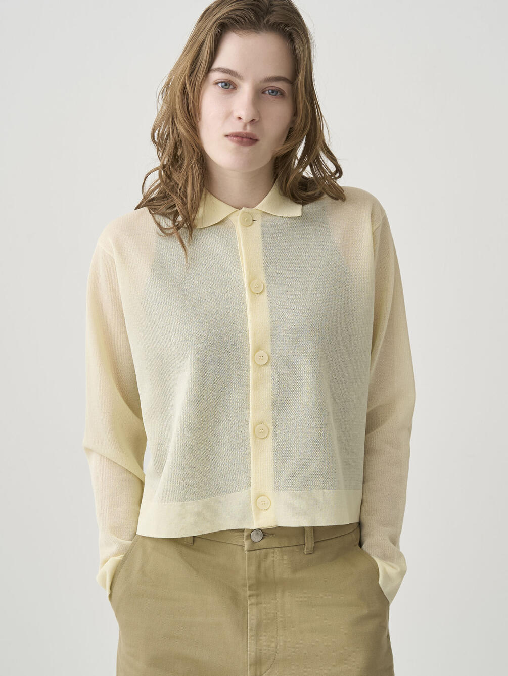 ＜先行予約＞ORCIVAL | ジャガード 衿付きニットカーディガン WOMEN