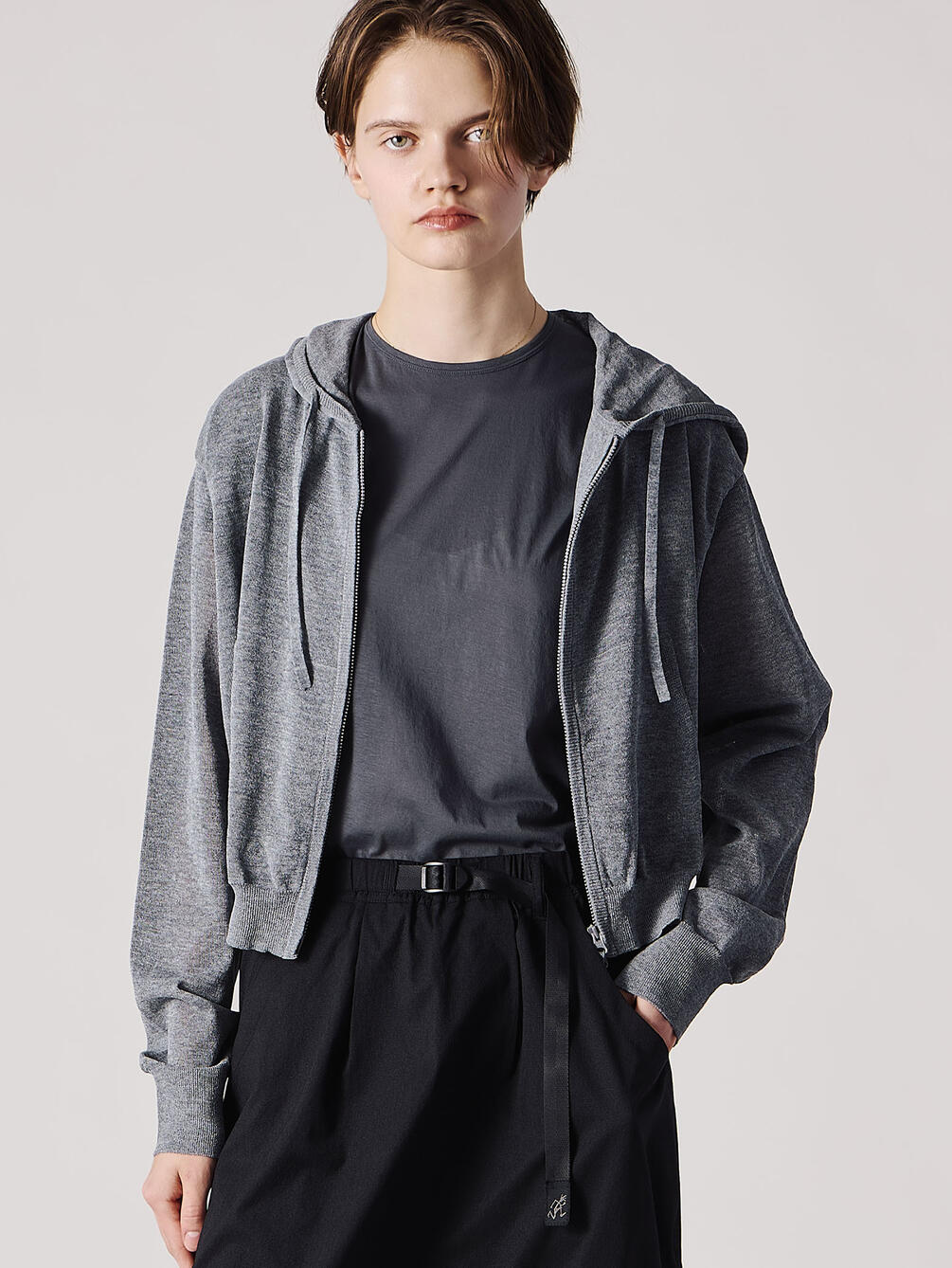 LE GLAZIK | シアーニット ジップパーカー WOMEN