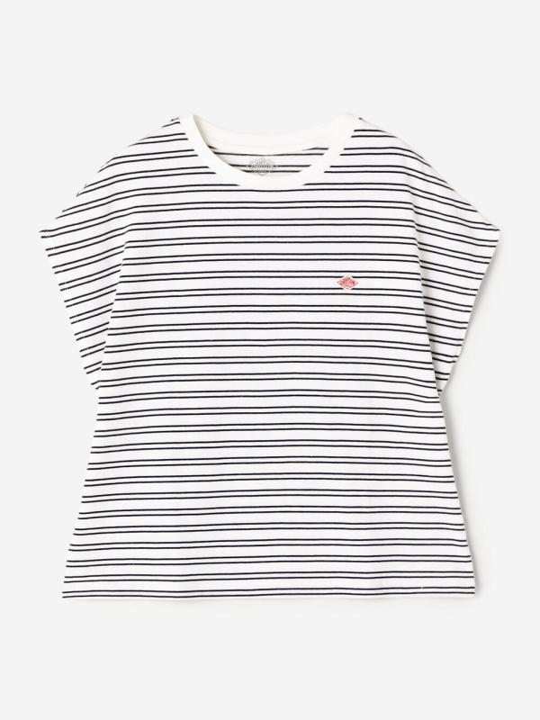 DANTON | ボーダー コットン天竺 ドルマンショートスリーブTシャツ WOMEN