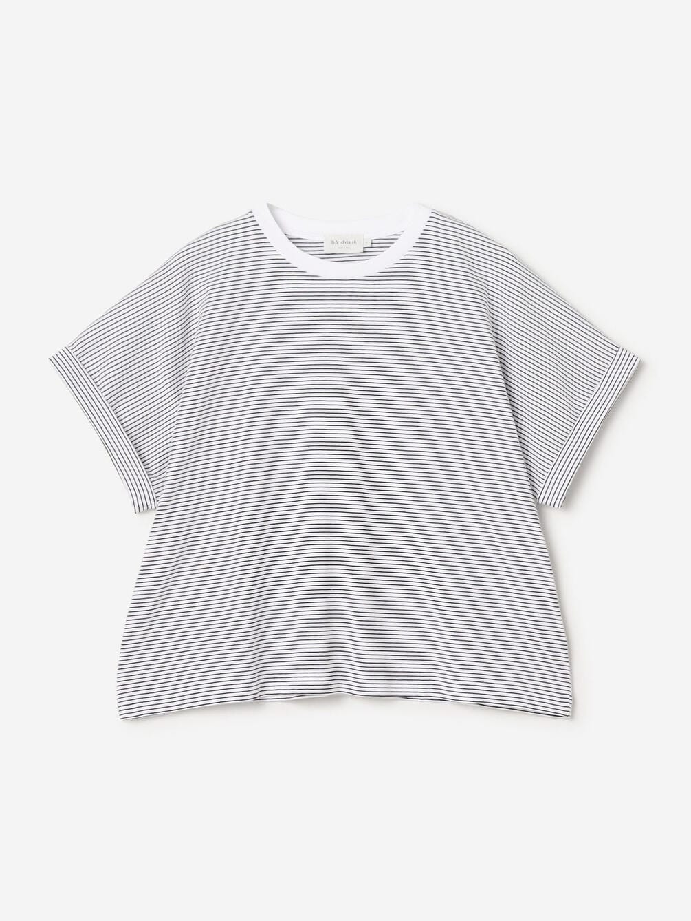 handvaerk | 60/2 クルーネック ワイドTシャツ STRIPE WOMEN