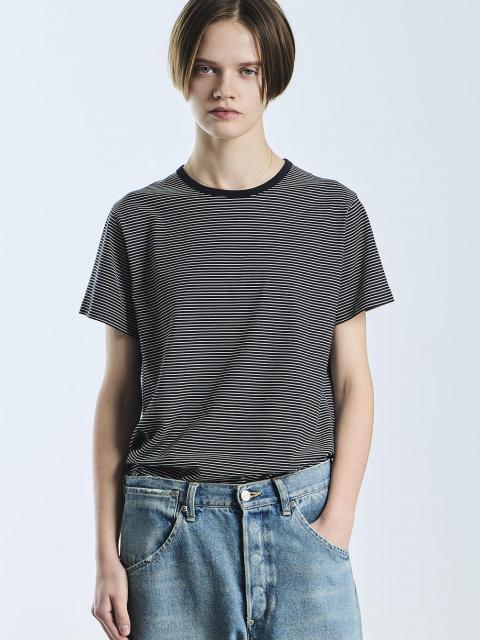 handvaerk | 60/2 クルーネック半袖Tシャツ STRIPE WOMEN