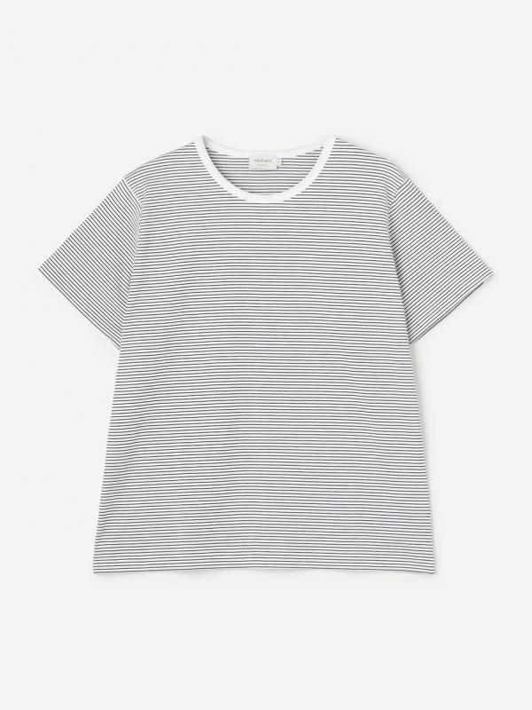 handvaerk | 60/2 クルーネック半袖Tシャツ STRIPE WOMEN