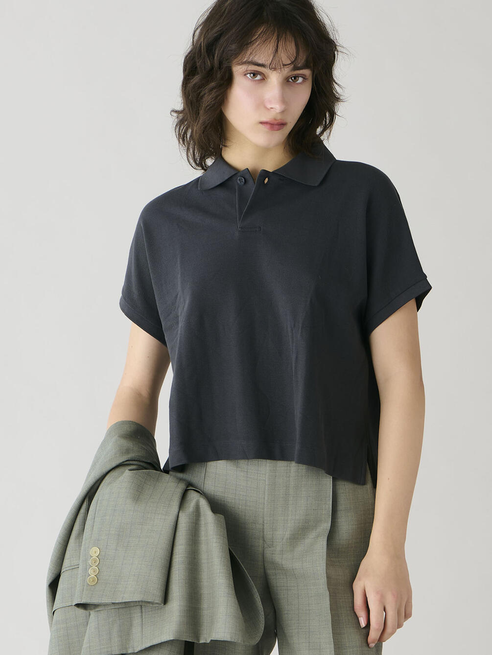 handvaerk | コットンピケ ドルマンスリーブポロシャツ WOMEN