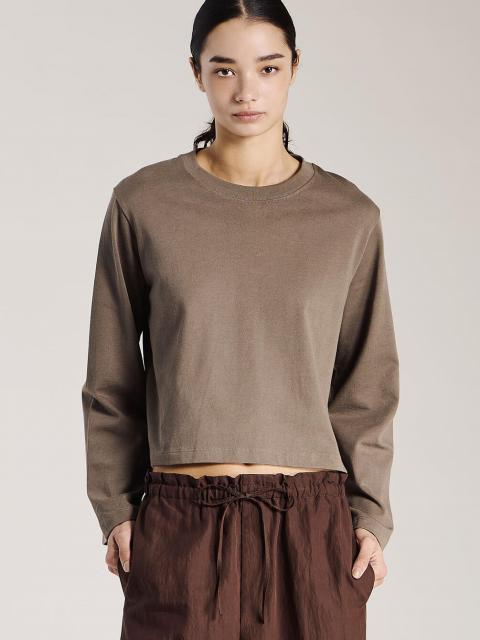 handvaerk | コットン クルーネック フレアスリーブ長袖Tシャツ WOMEN