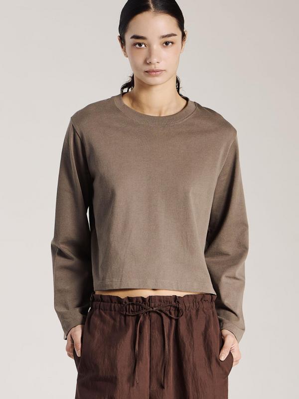 handvaerk | コットン クルーネック フレアスリーブ長袖Tシャツ WOMEN