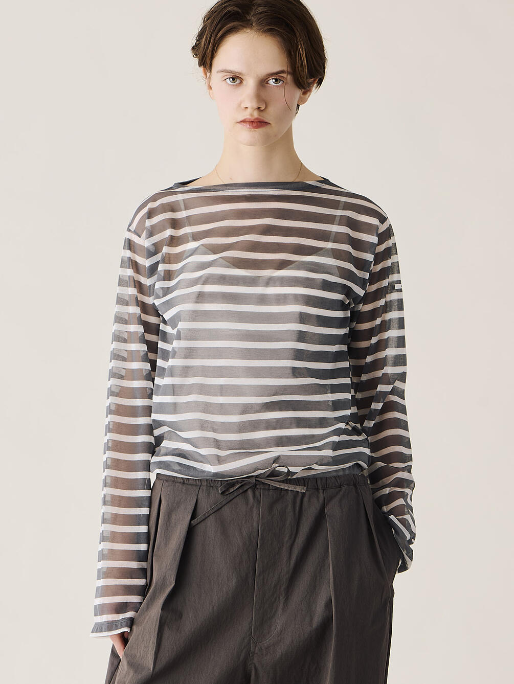 ＜先行予約＞ORCIVAL | シースルー ボートネック長袖カットソー WOMEN