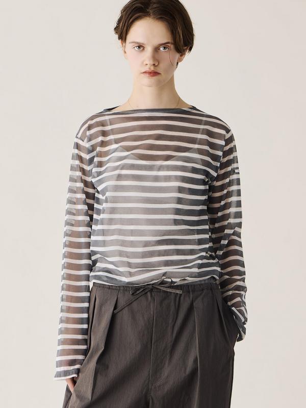 ＜先行予約＞ORCIVAL | シースルー ボートネック長袖カットソー WOMEN