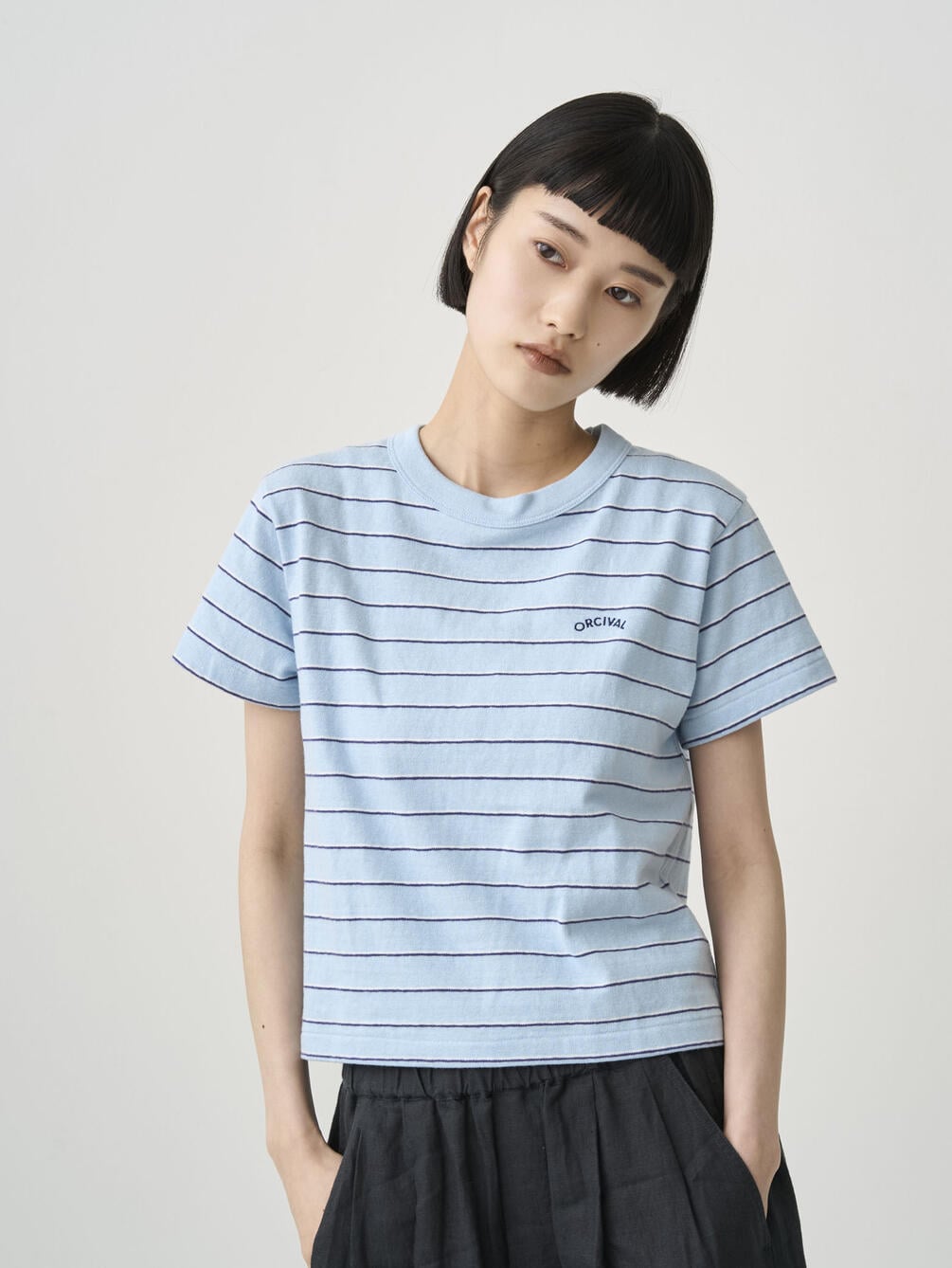 ORCIVAL | アンイーブンジャージー 刺繍ショートスリーブTシャツ WOMEN