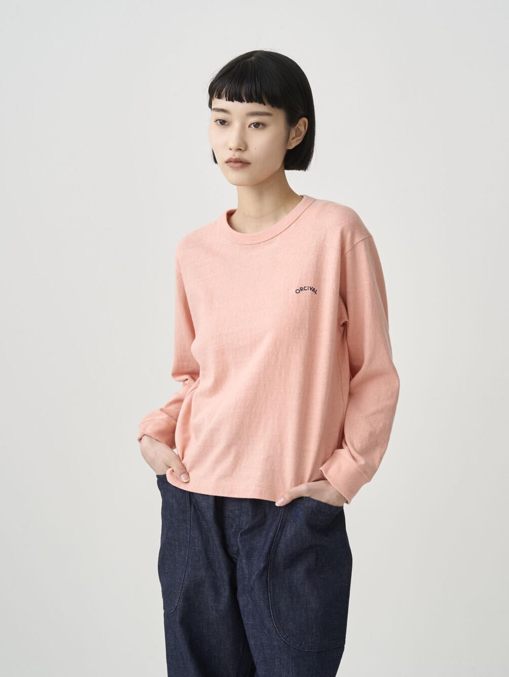 ORCIVAL | アンイーブンジャージー 刺繍ロングスリーブプルオーバー WOMEN