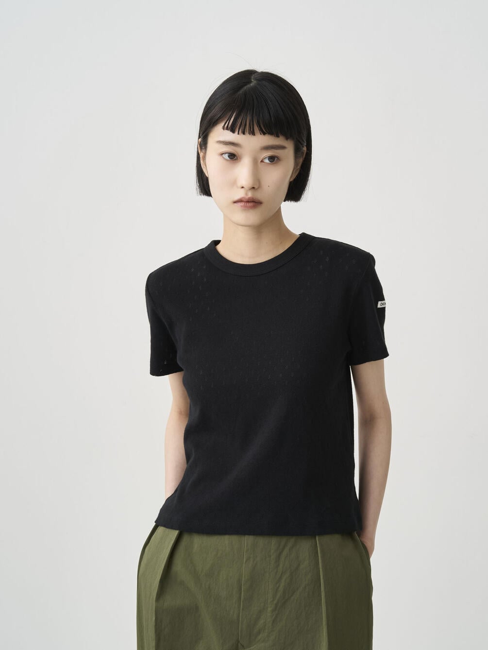 ORCIVAL | パターンメッシュ クルーネックTシャツ WOMEN