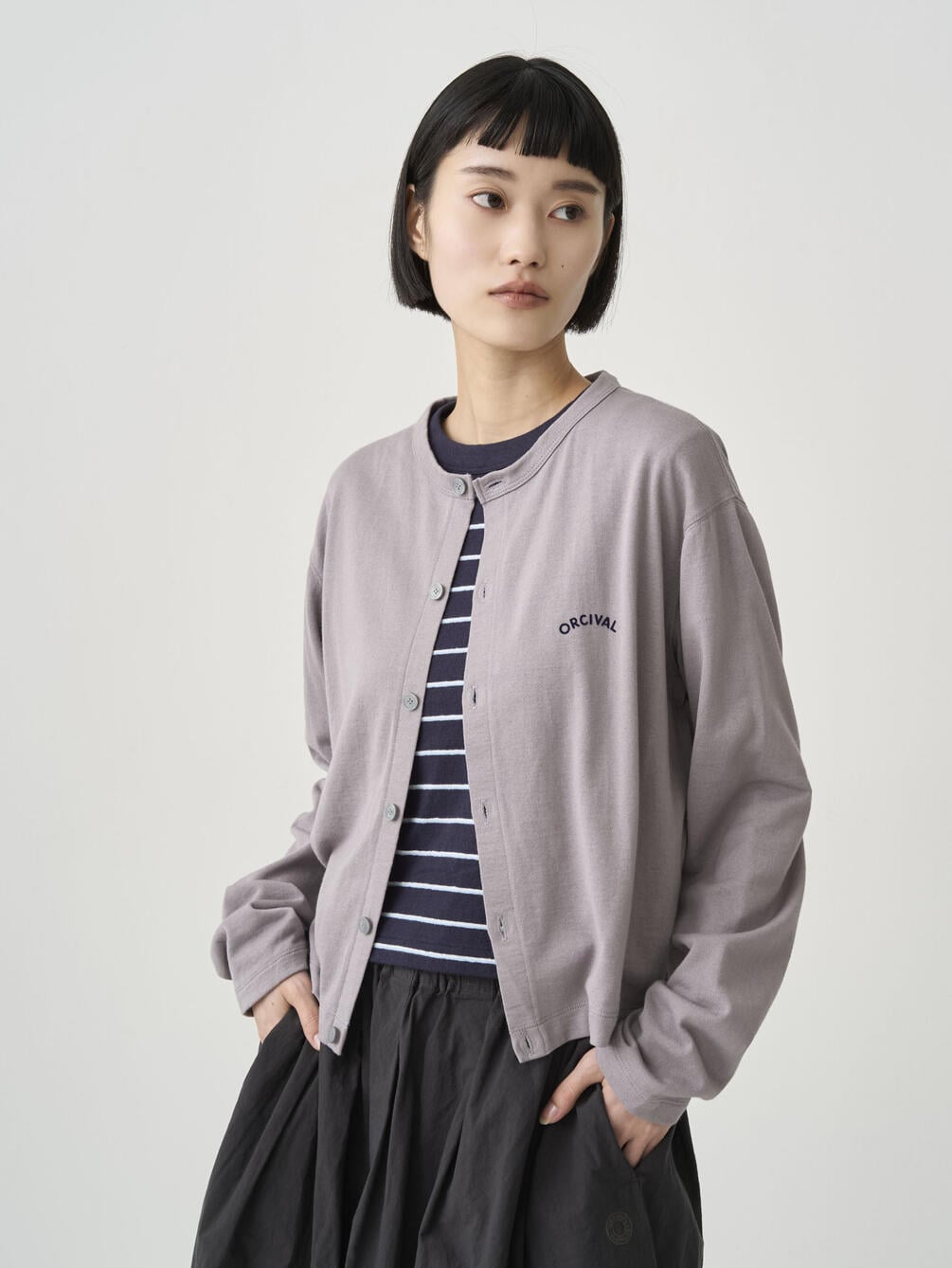 ORCIVAL | コットンナイロン シースルー 長袖クルーネックカーディガン WOMEN