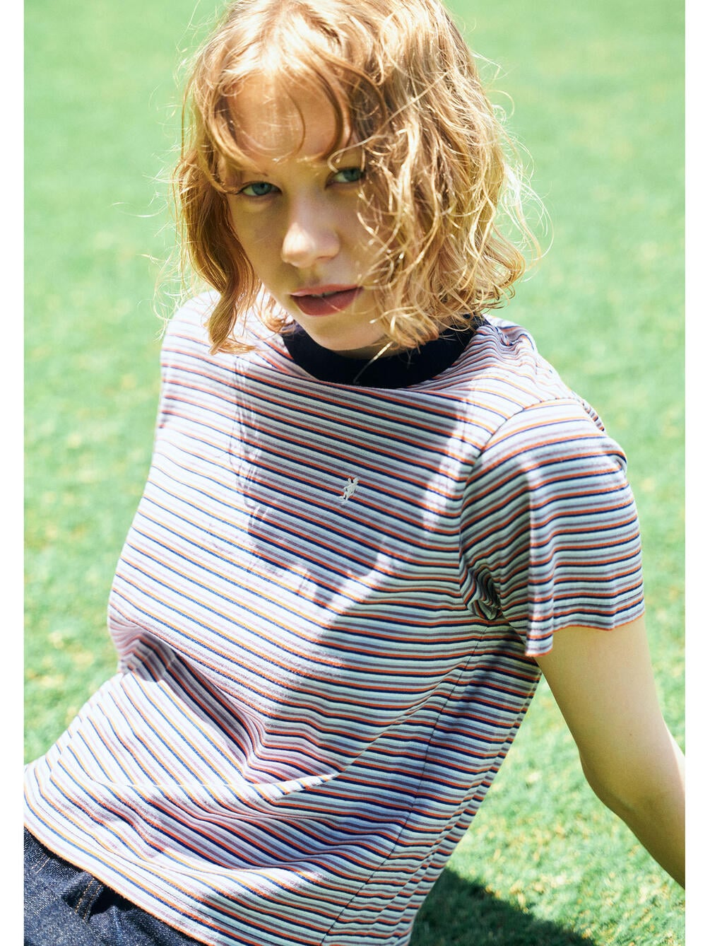 Gymphlex | マルチボーダー クルーネック半袖Tシャツ WOMEN