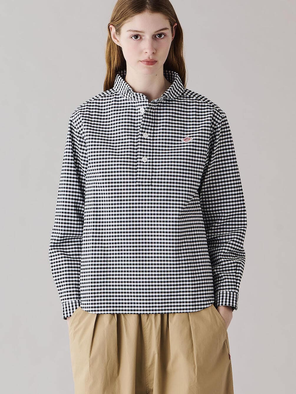 DANTON | オックスフォード 丸襟プルオーバーシャツ PLAID WOMEN