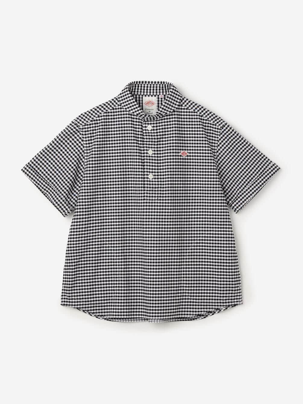 DANTON | オックスフォード 丸襟半袖プルオーバーシャツ PLAID WOMEN