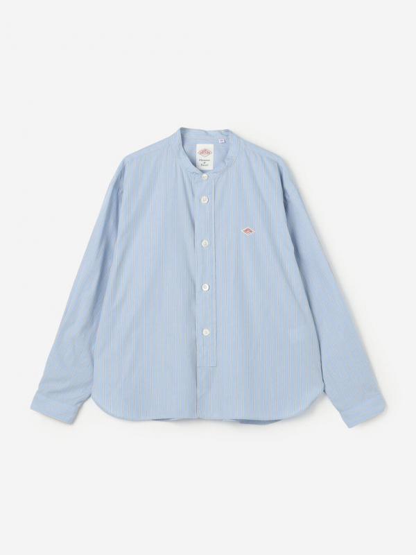 DANTON | コットンポプリン 長袖バンドカラーシャツ STRIPE WOMEN
