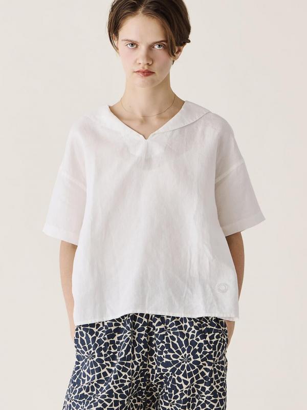 ORCIVAL | リネン 半袖セーラーシャツ WOMEN
