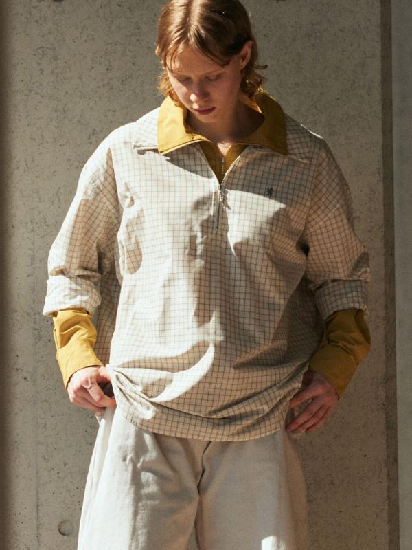 Gymphlex | ハーフジップ 長袖チェックシャツ WOMEN