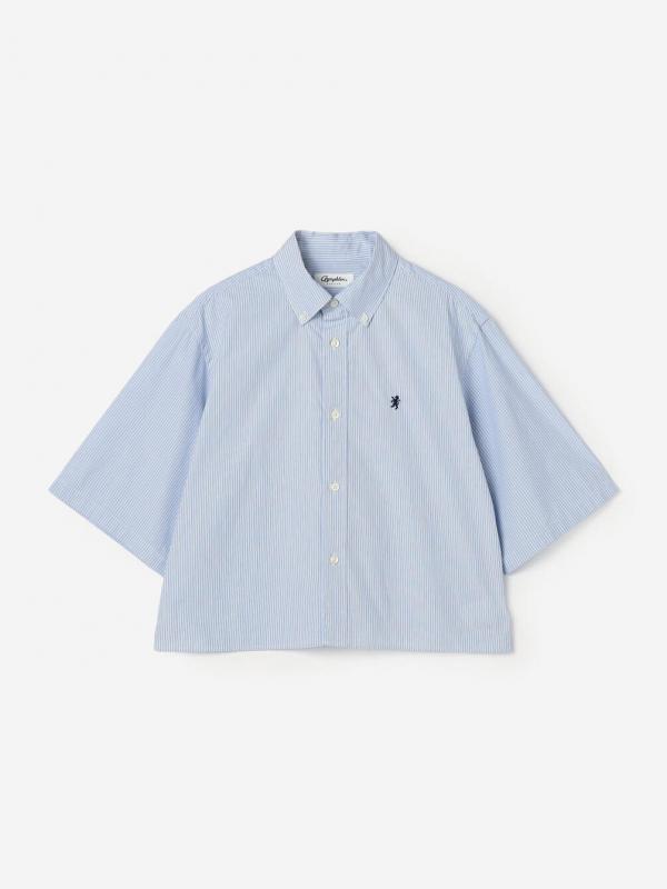 Gymphlex | コットンブロード ショート ボタンダウン半袖シャツ STRIPE WOMEN