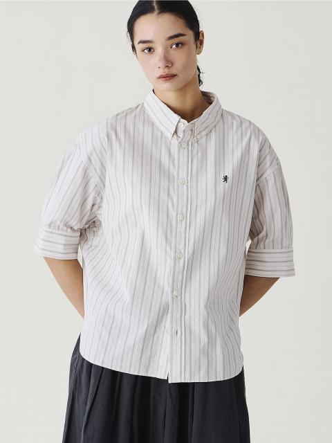 ＜先行予約＞Gymphlex | コットンタイプライター ストライプボタンダウンシャツ WOMEN