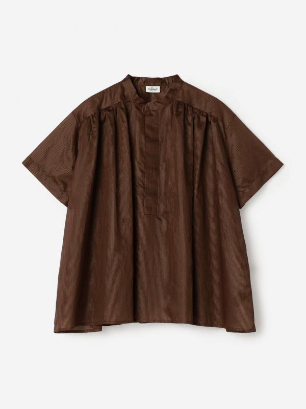 LE GLAZIK | シアーボーダー スタンドカラープルオーバーシャツ WOMEN