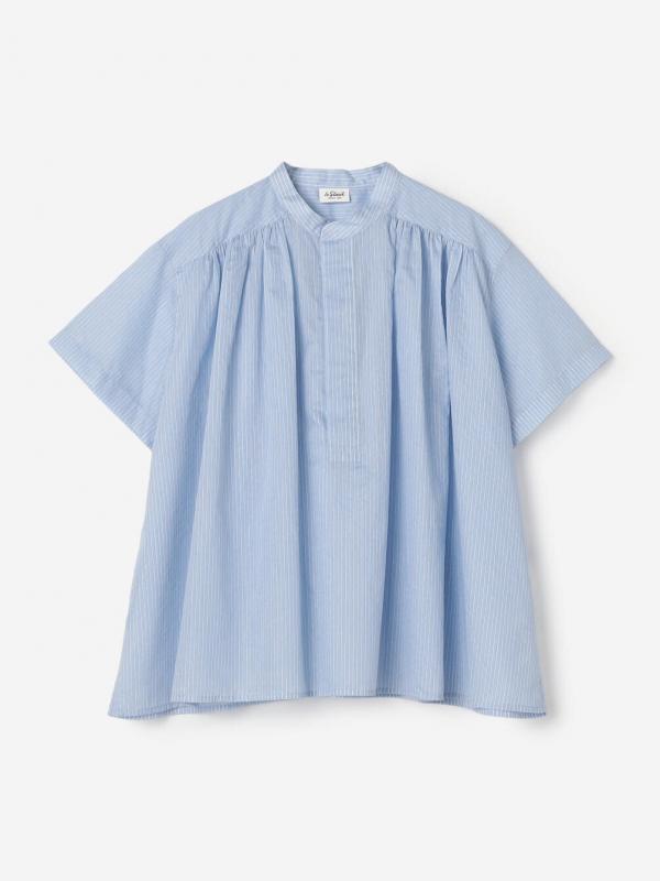 LE GLAZIK | シアーストライプ スタンドカラープルオーバーシャツ WOMEN