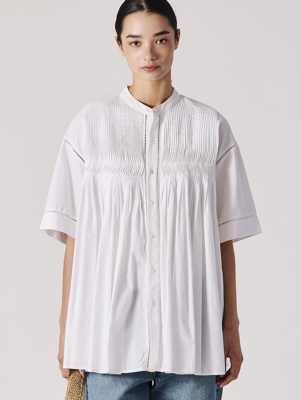 INDIA INDUSTRY | コットンポプリン ピンタックシャツ WOMEN