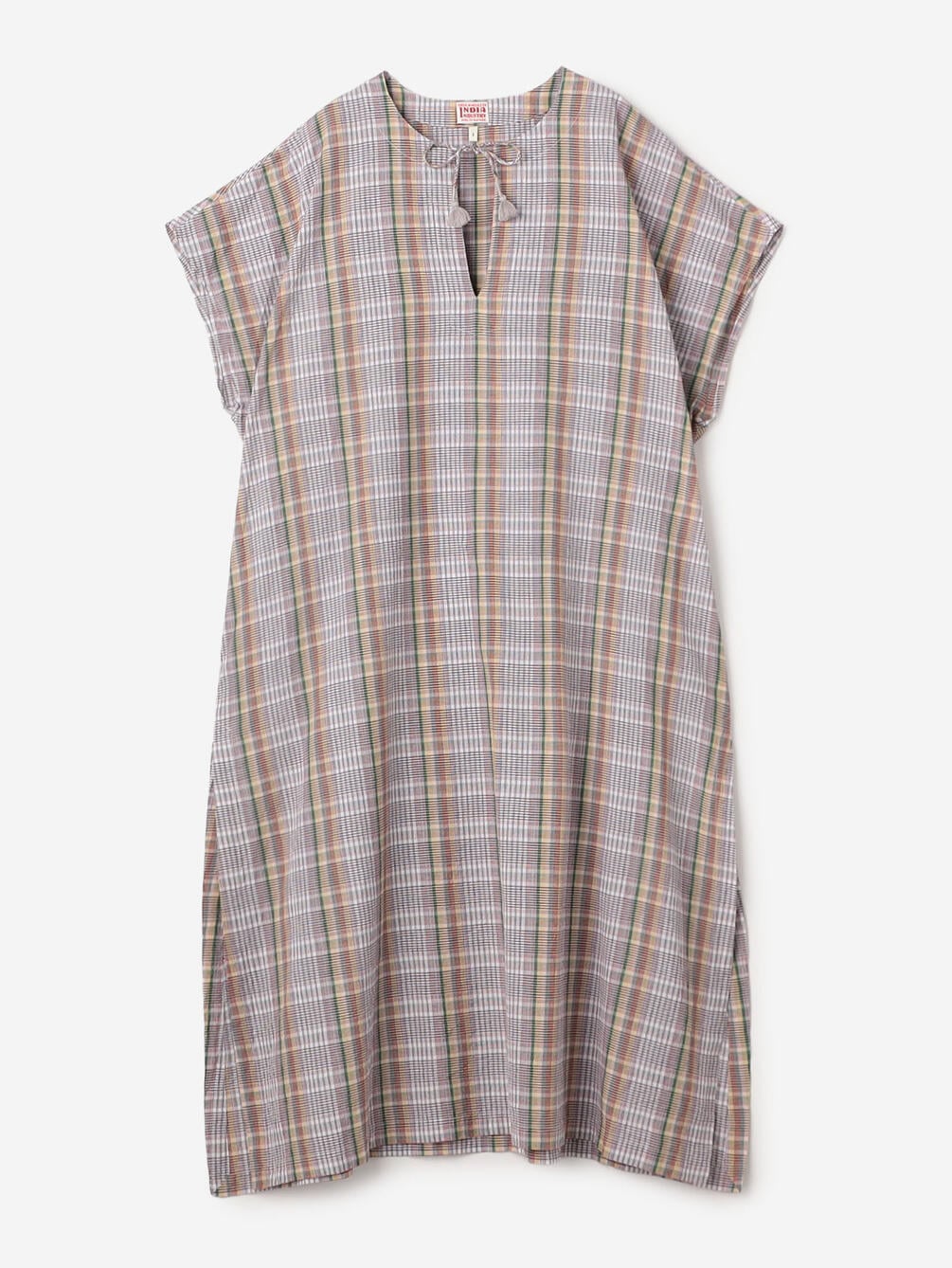 INDIA INDUSTRY | マドラスチェック カフタンワンピース WOMEN