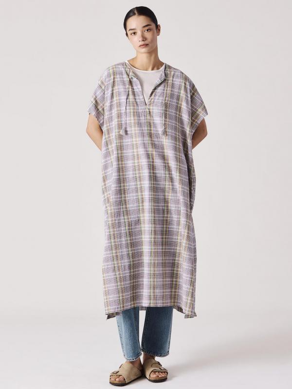 INDIA INDUSTRY | マドラスチェック カフタンワンピース WOMEN