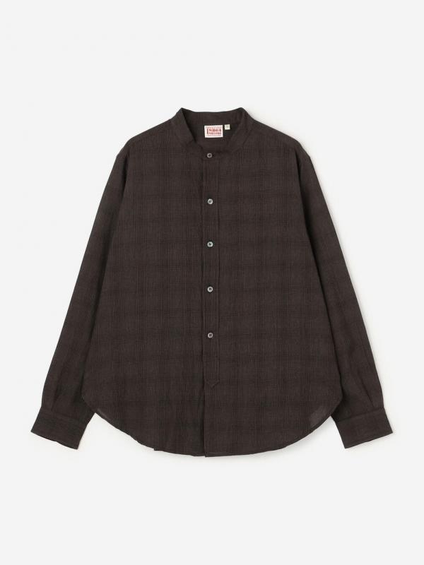 INDIA INDUSTRY | ファインラインチェック バンドカラーシャツ WOMEN