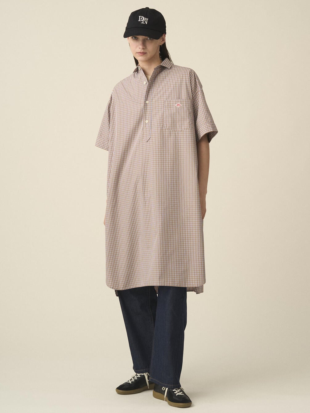 DANTON | コットンポプリン 半袖シャツワンピース PLAID WOMEN