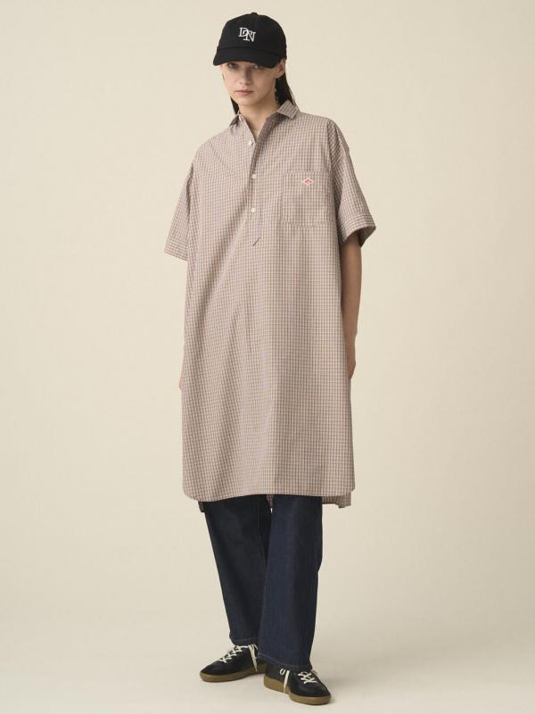 DANTON | コットンポプリン 半袖シャツワンピース PLAID WOMEN