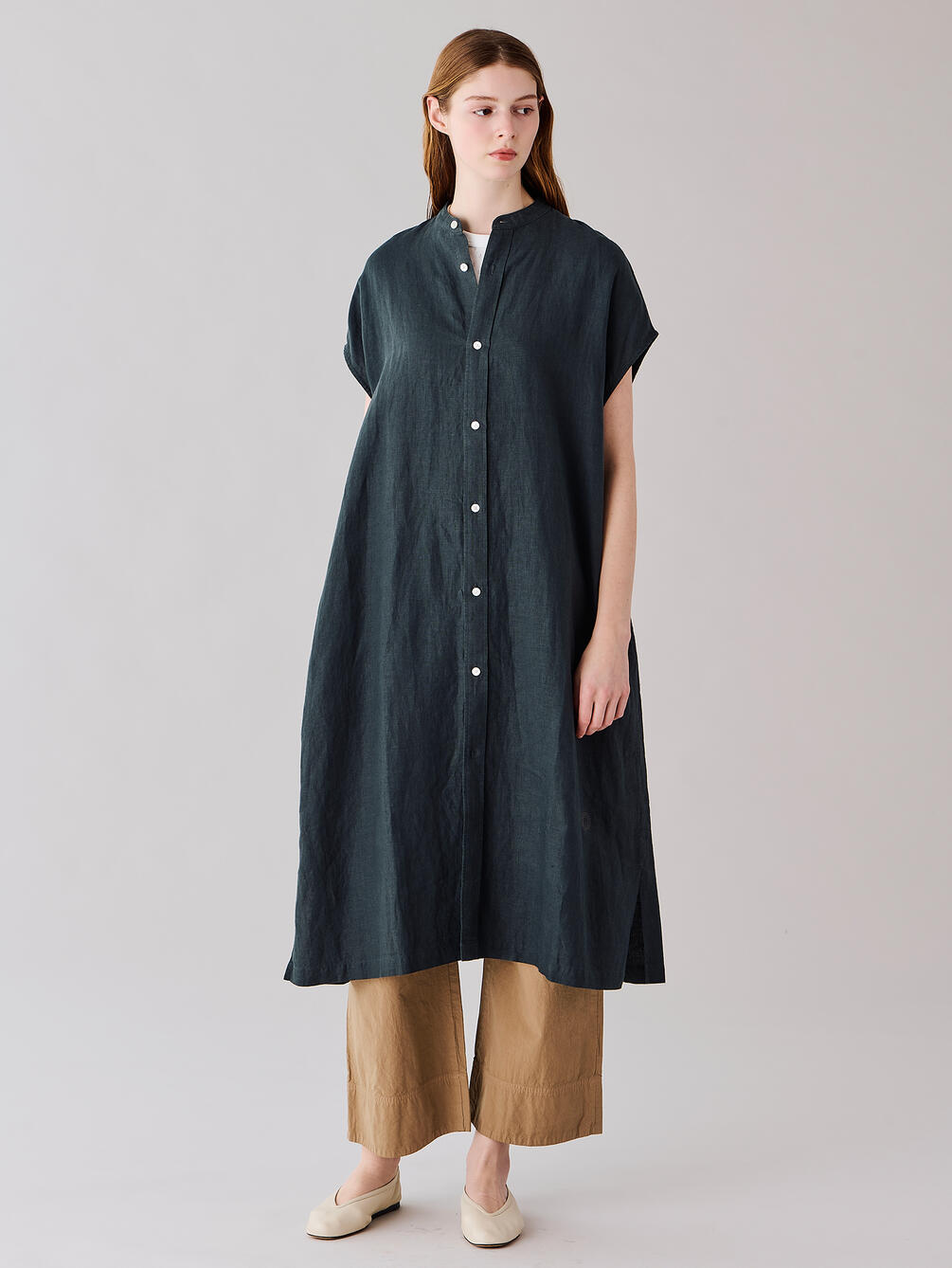 ＜先行予約＞ORCIVAL | リネン フレンチスリーブ シャツワンピース WOMEN