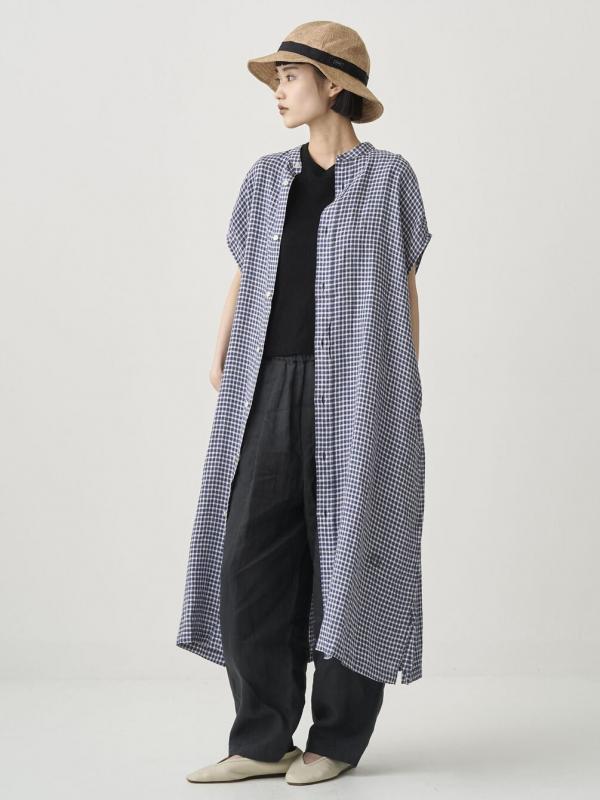 ＜先行予約＞ORCIVAL | リネンチェック フレンチスリーブ シャツワンピース WOMEN
