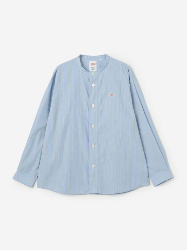 DANTON | コットンポプリン 長袖バンドカラーシャツ STRIPE MEN