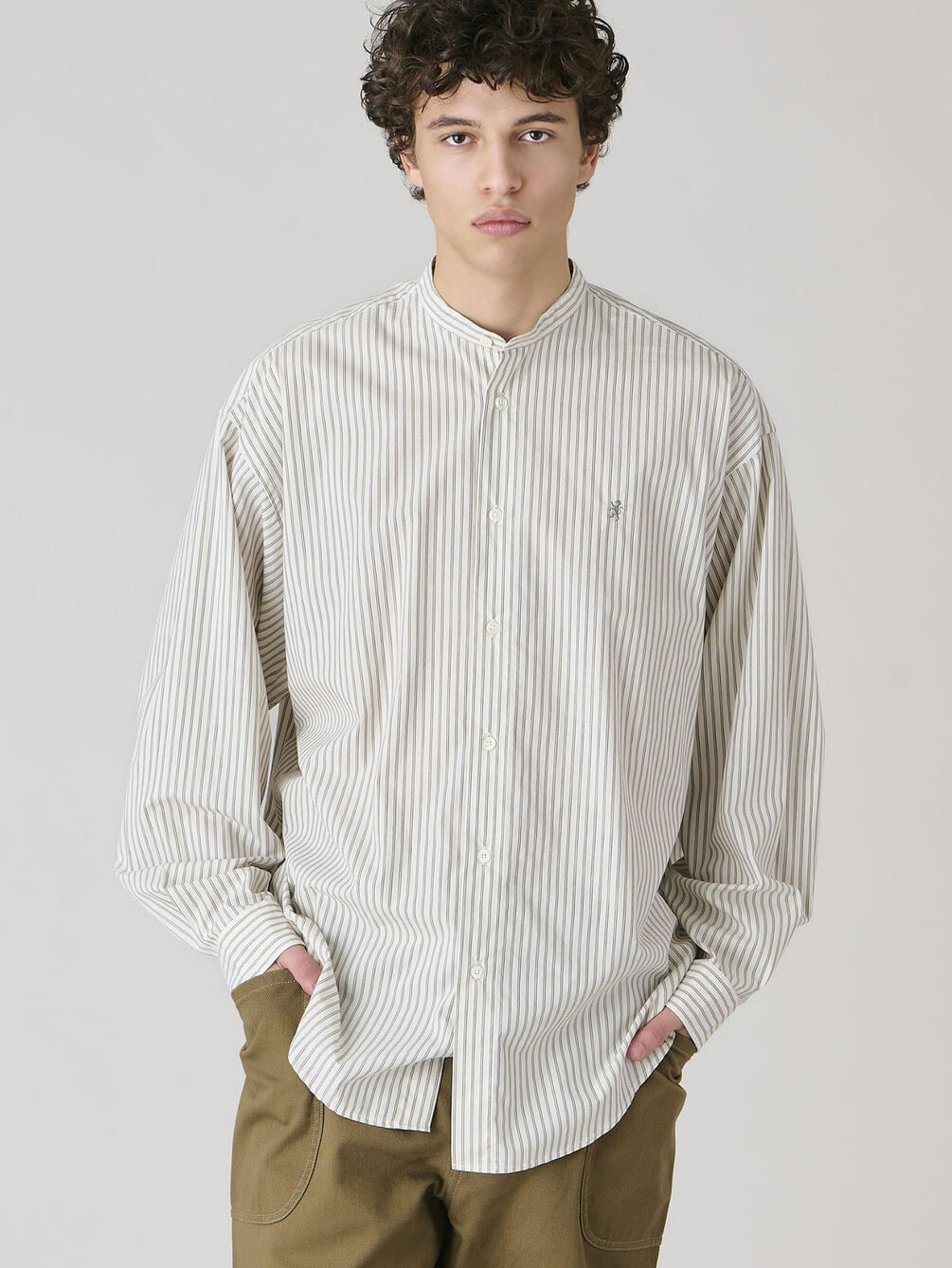 Gymphlex | タイプライター バンドカラー 長袖シャツ STRIPE MEN